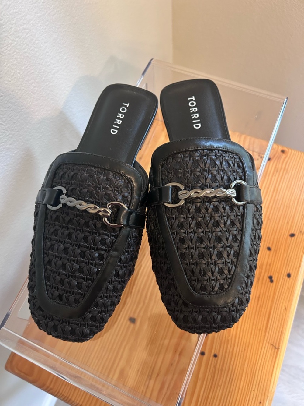 torrid Black Woven Chain-Trim Slide Loafer
